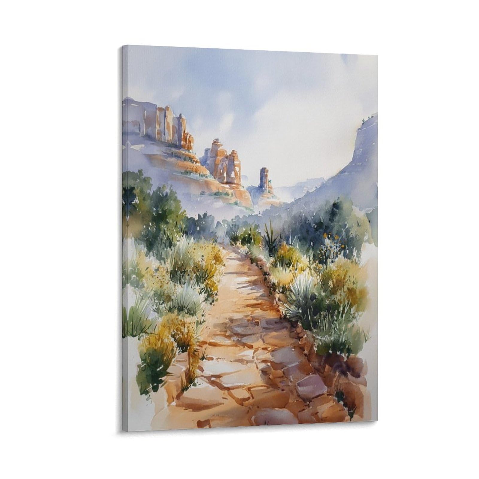 LCYNNH Sedona Watercolor Arizona Desert Tree 20x30inch(50x75cm) Vintage Travel Poster Watercolor Canvas Art