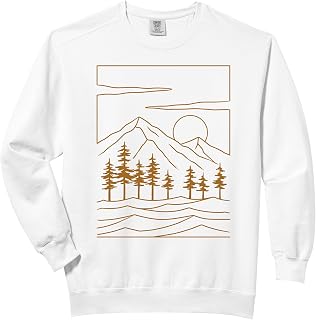 Threadless Minimalistic Line Art Of A Sunrise Above Mountain Comfort Colors Adult Sweatshirt