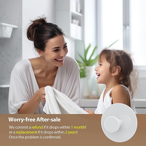 Miniatura 6 de Gancho de pared adhesivo para abrigo y toalla extra pegajoso 12 libras (máx.), perchero de acero inoxidable, color blanco, paquete de 6 unidades de