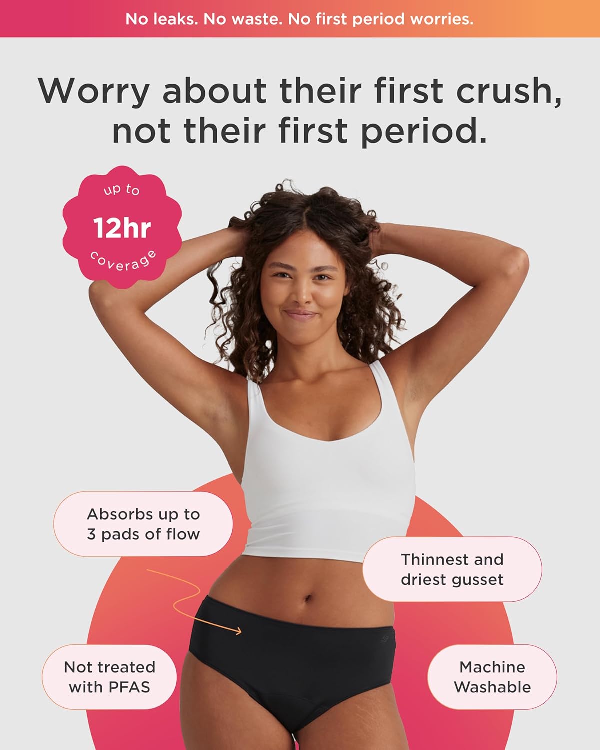 Saalt Teen First Period Kit - Includes Leakproof Period Underwear, Menstrual Cup, Menstrual Cup Wash, Compact Sanitizer, Feminine Wipes, Storage Bag, Saalt Stickers & Period Care 101 Booklet - Small