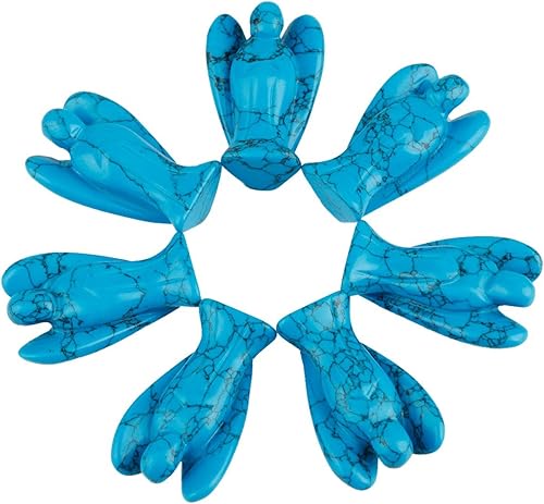Miniatura 3 de rockcloud estatuilla de cristal grabado con figura de ángel guardián, de bolsillo, de 1.5 pulgadas., Piedra, azul, turquesa (Blue Howlite