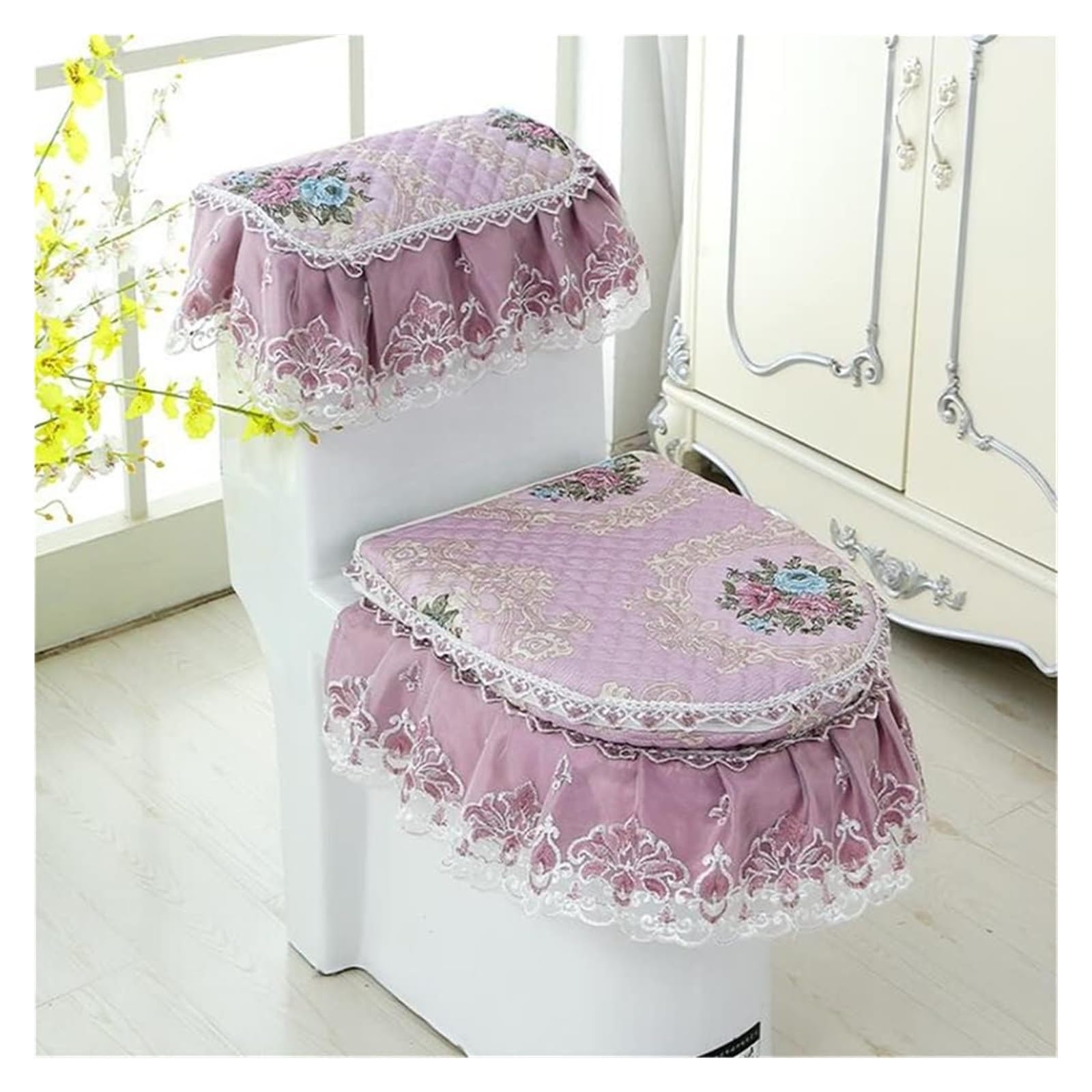 KFGISD Cushion3 Pack Covers Printed Toilet Cover Bathroom Toilet Washable Seat Cover ，Toilet Seat Covers(Roze)