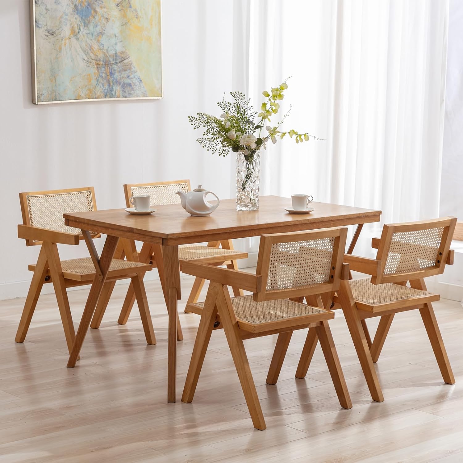 ZSARTS Rattan Dining Chairs Set of 4, French Country