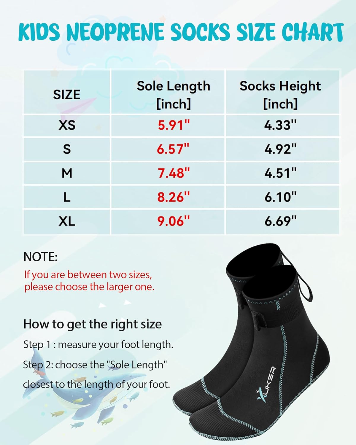 XUKER Neoprene Water Socks for Kids Toddlers 3mm Sand Proof Beach Volleyball Socks Diving Boots for Outdoor Water Sports - Image 4