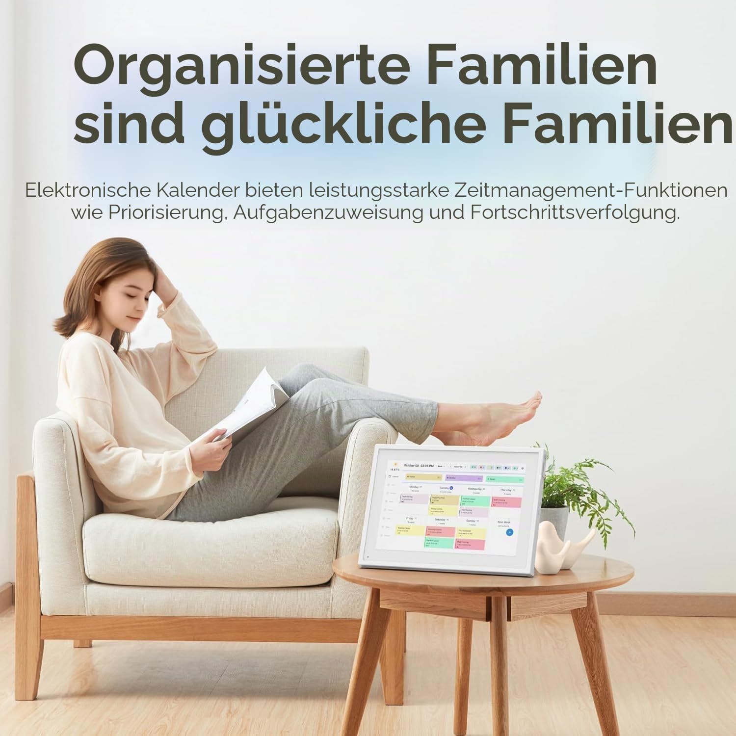 Digitaler Kalender, 10.1 Zoll Elektronischer kalender mit Fotos für Videofreigabe, Digitale Planer mit Tischständer, Intelligenter Familie/Büro/Schule/Veranstaltungspläne