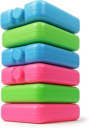 Kona Juego de 6 bolsas de hielo pequeñas para almuerzo, compatibles con la TSA, paquetes de congelador reutilizables y delgados compatibles con la