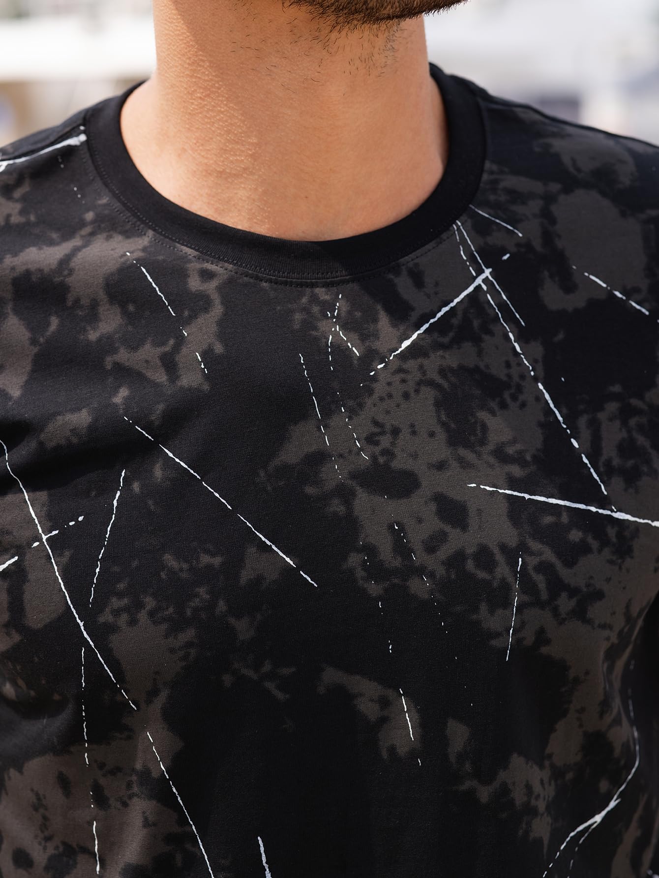 USALL Herren Sommer Bedrucktes‌ T-Shirt Baumwolle Männer Kurzarm Tshirt Men