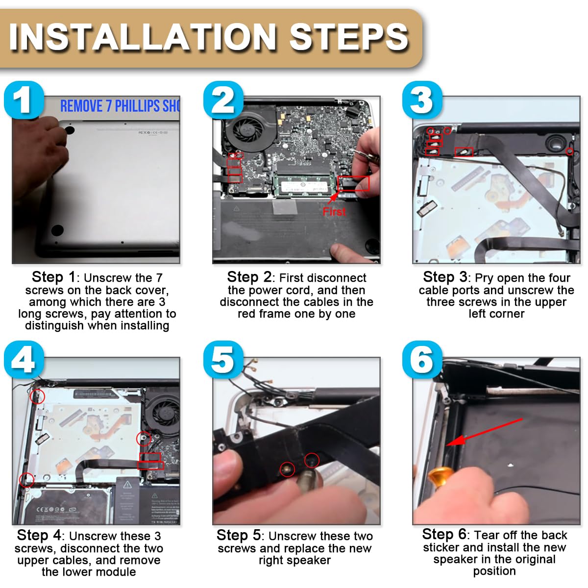 Altoparlanti Sostitutivi Per MacBook Pro 13 Retina A1502 2012-2015 - Set Sinistra/destra - Foto 3