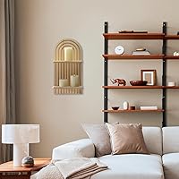 Vista 4 de Tatuo 2 estantes flotantes bohemios para pared, soporte colgante de madera para sala de estar, baño, dormitorio, oficina, cuarto de bebé, decoración