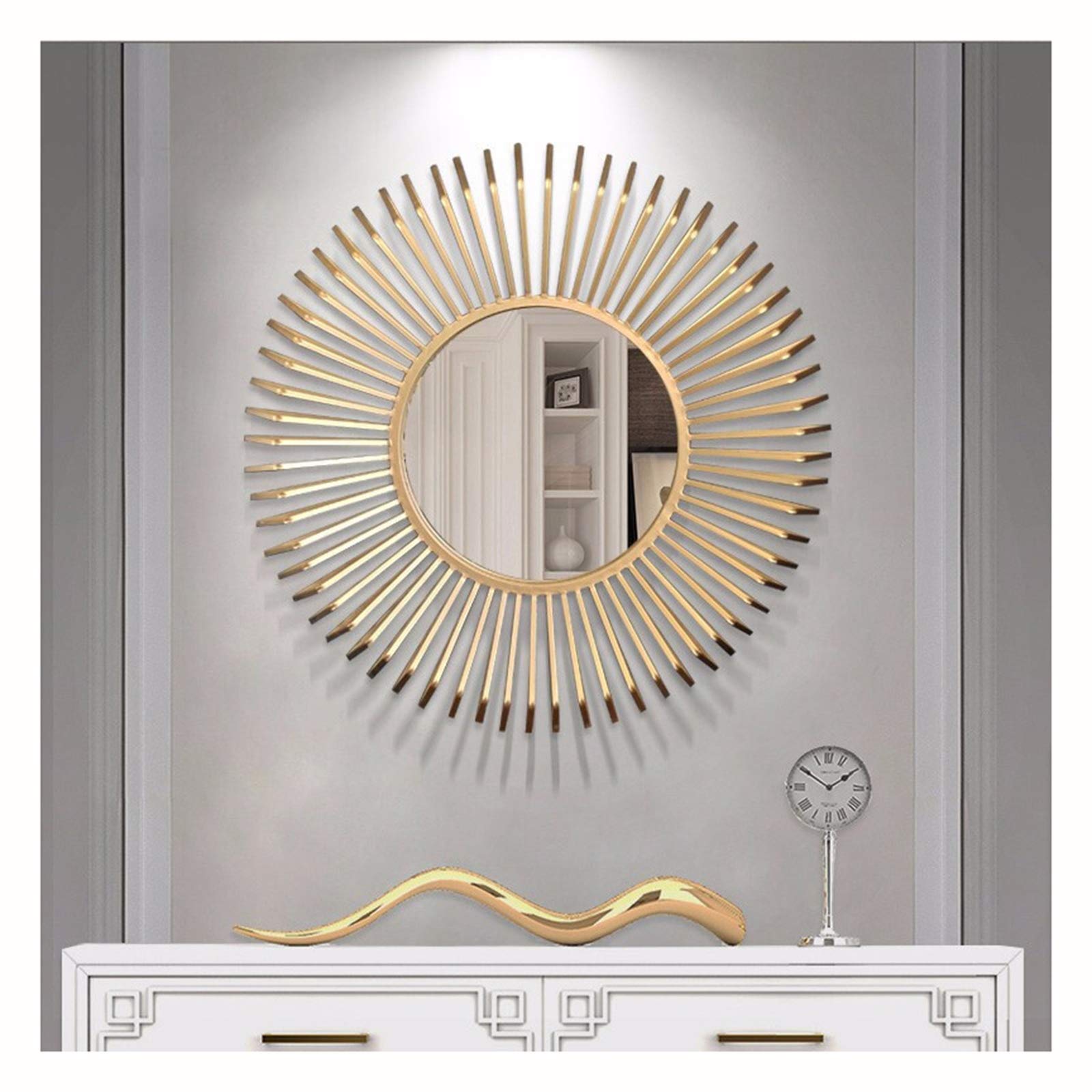 Specchio Da Parete Rotondo Starburst 65 Cm - Metallico Nero, Geometrico, Per Soggiorno, Ingresso, Bagno