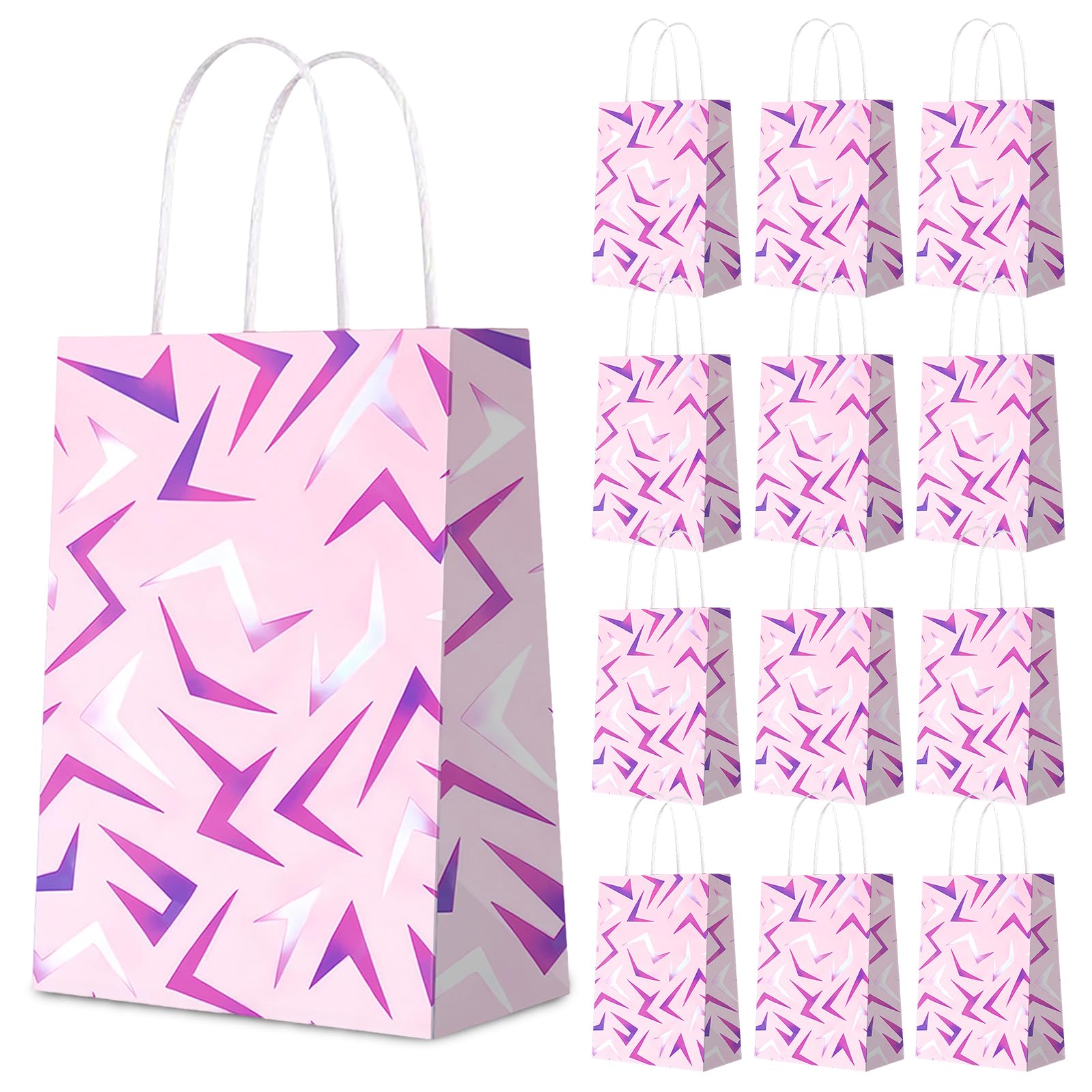 12 Pcs Pink Demon Party Bags, Pink Energy Gift Bags for Kpop Party, Gift Bag with Handle for Birthday Party, Halloween