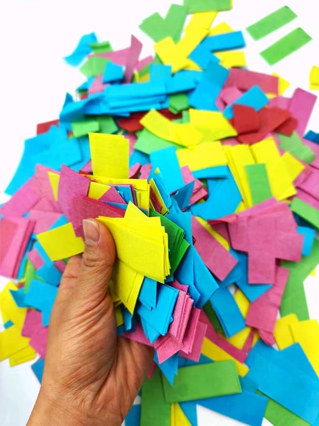 Confeti papel de seda multicolor 2.2 lb rectangular para fiestas miniatura 3