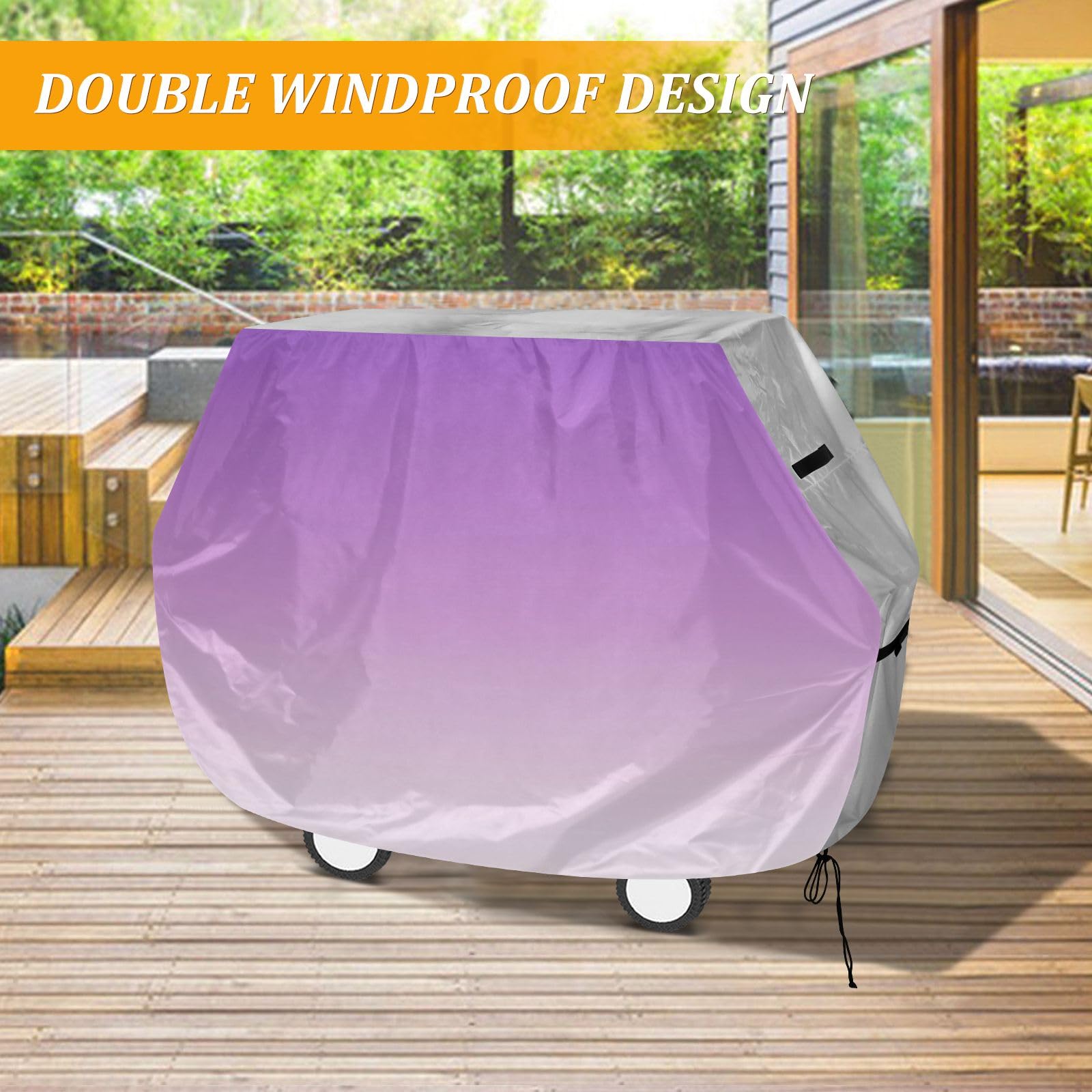 Funda para barbacoa de color morado a blanco, impermeable, resistente, para exteriores