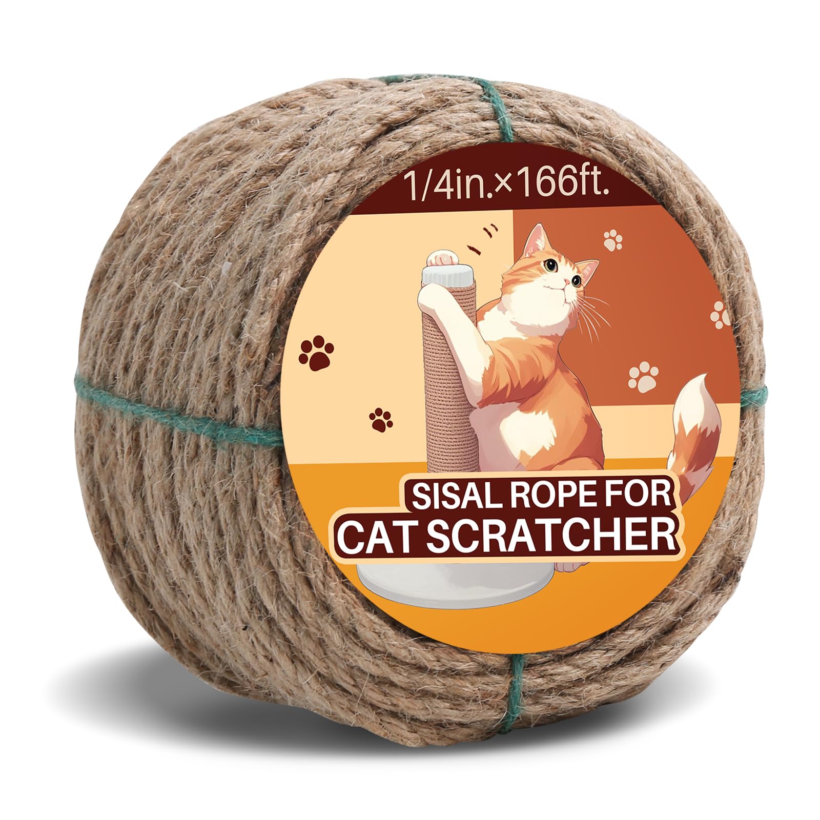 Cuerda de sisal para rascar gatos (natural, 1/4 pulgadas por 165 pies)