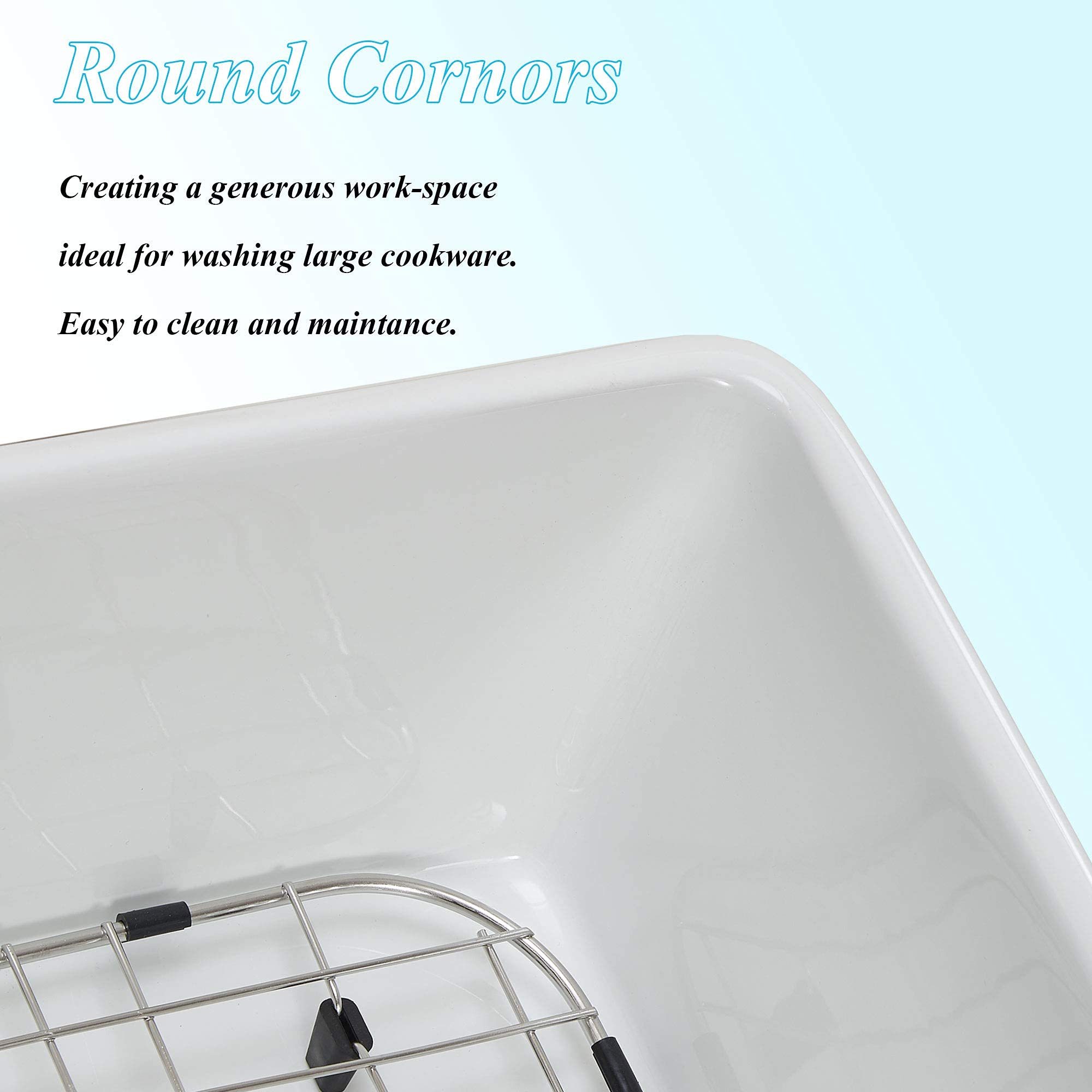 KINGO HOME 24 Inch White Fireclay Farmhouse Sink, ApronFront Porcelain