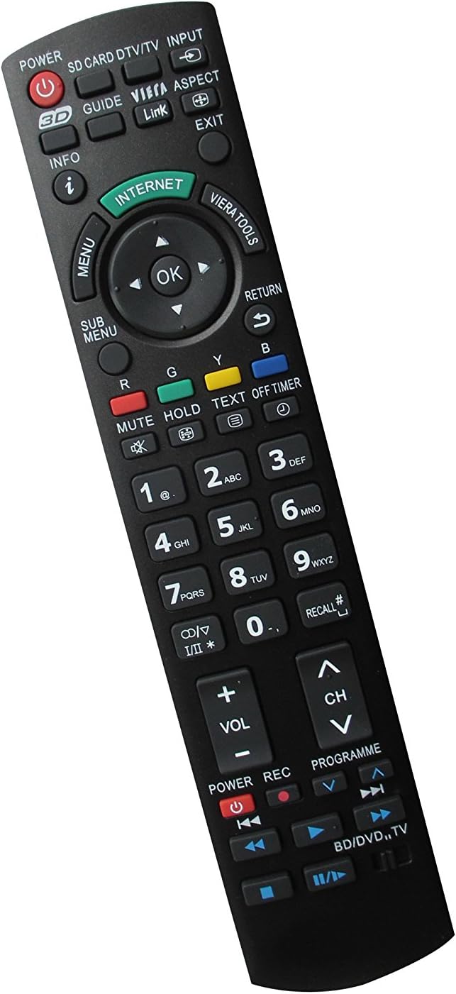 Universal Replacement Remote Control Fit for Panasonic TC37LZ800 TH-50PZ800U TH-50PZ85U Viera Plasma LCD LED HDTV TV