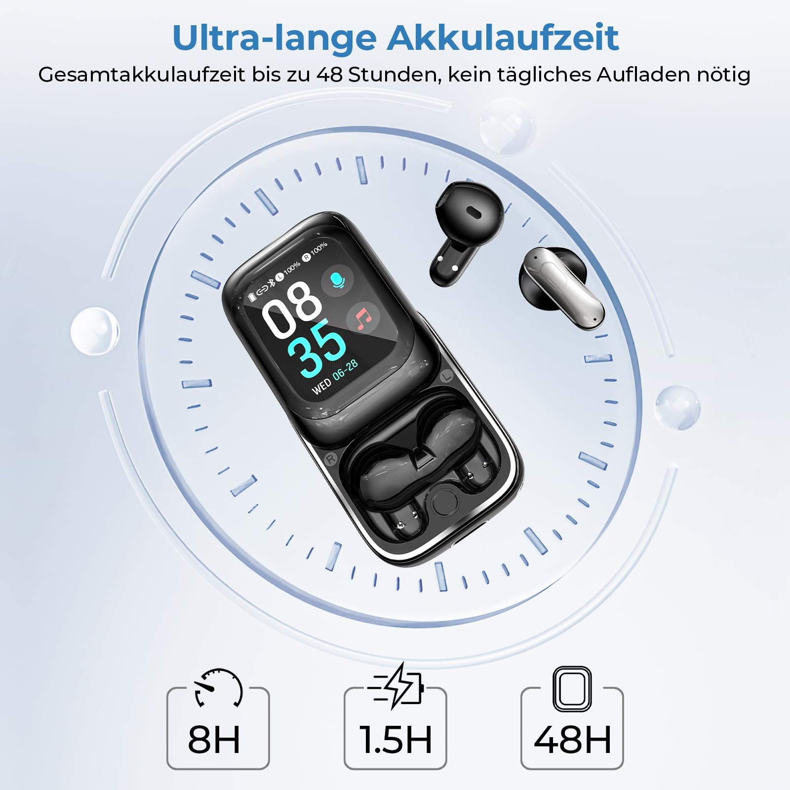 Ki Übersetzungskopfhörer 3-in-1 Echtzeit Sprachübersetzer Ohrhörer 164 Sprachen 11 Modi 48H Akkulaufzeit HiFi-Sound LCD-Touchscreen Bluetooth 6.0