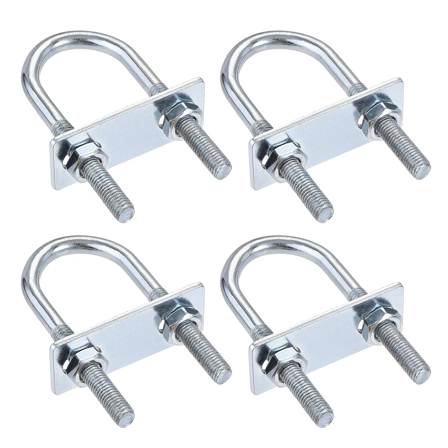 4 Sets M8 Round U Bolts, 31mm Inner Width 90mm Length Steel U Bolts with Nut, Plate for Attaching Pipe, Conduit, Cable, Tube, Brackets, Boat and Trailer