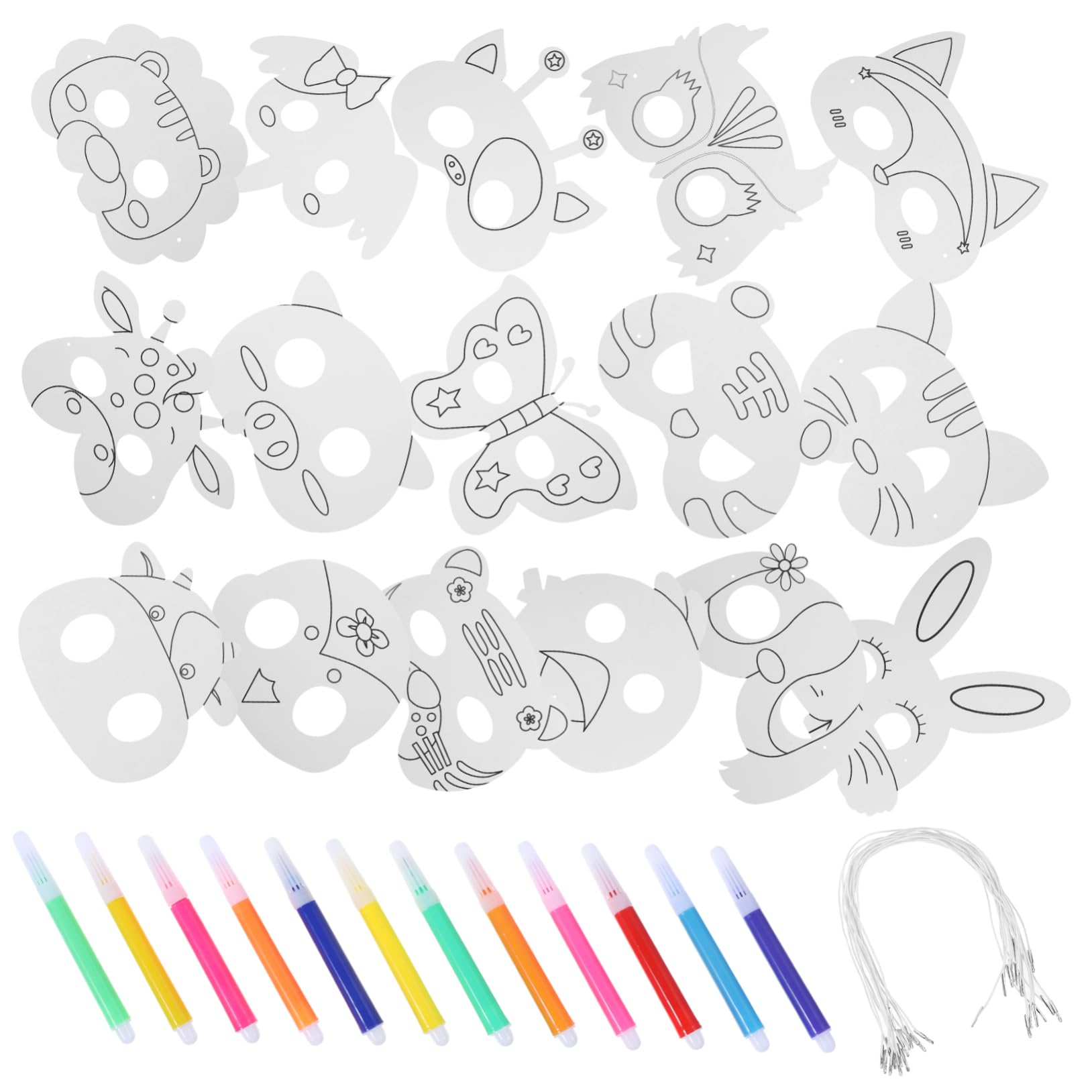 NUOBESTY 5 Sätze Tierische Maske Bastelset Basteln Für Tiermasken Wolfsmaske Maskerademaske Selber Machen Diy-maske Für Heimwerker Maskerade Masken Masse Papier 16 Stücke * 5
