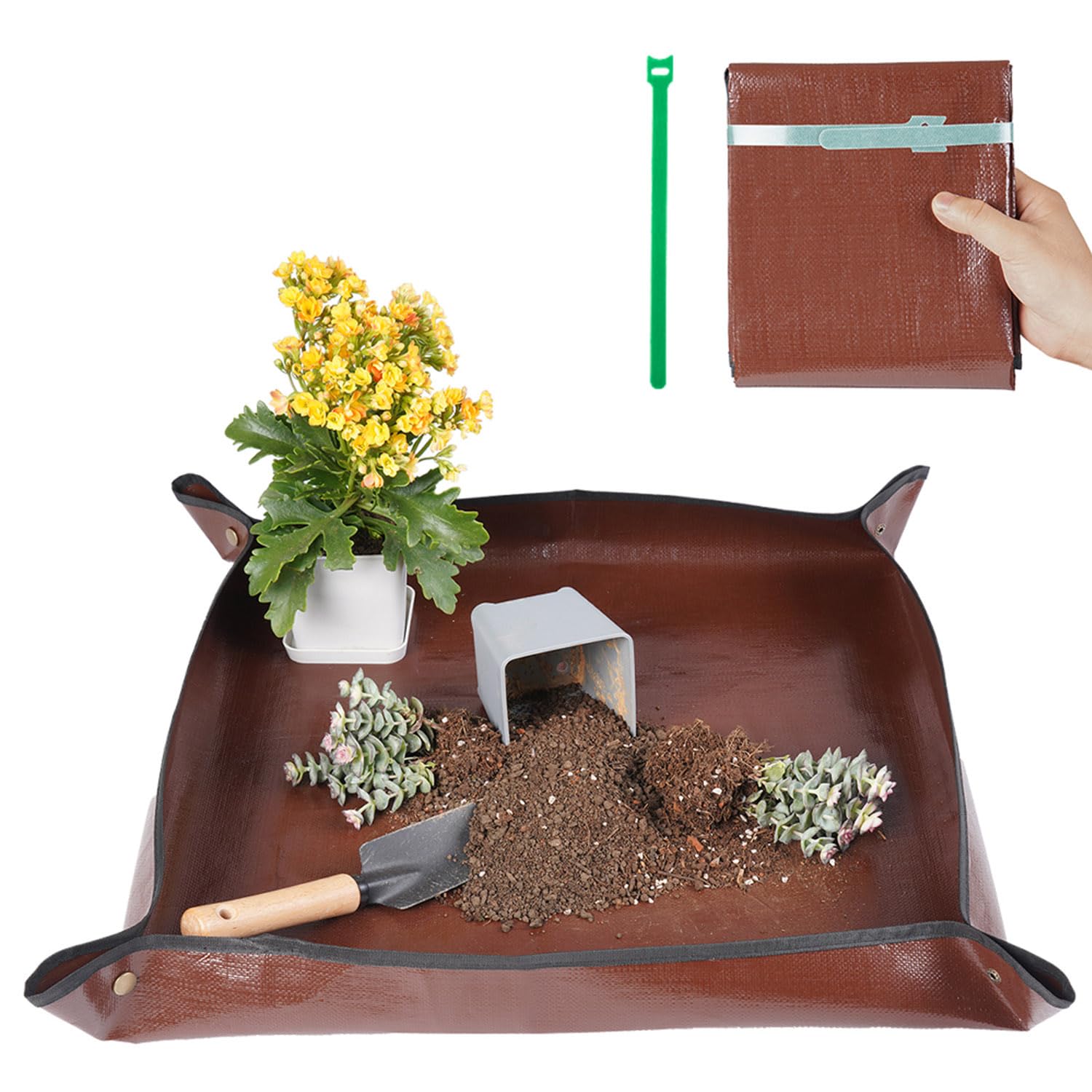 26.8"X26.8" Repotting Mat for House Plants Transplanting Control Mess, Foldable Waterproof Gardening Tray Mat Gardening Gifts for Plant Lovers