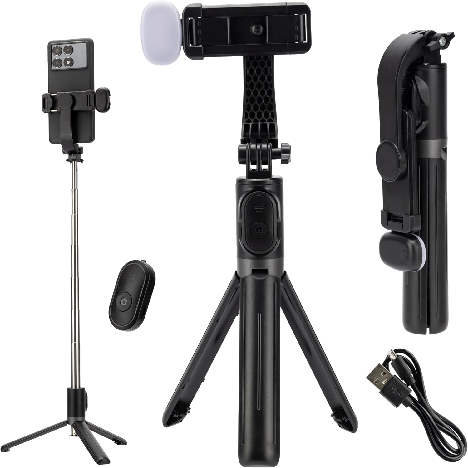 Treppiede Smartphone per TikTok e Video – Supporto Regolabile con Telecomando Bluetooth, Ideale per Creator, Streaming, Selfie e Reels – 15-100 cm – Per iPhone, Android e ActionCam – CABO UNIVERSE