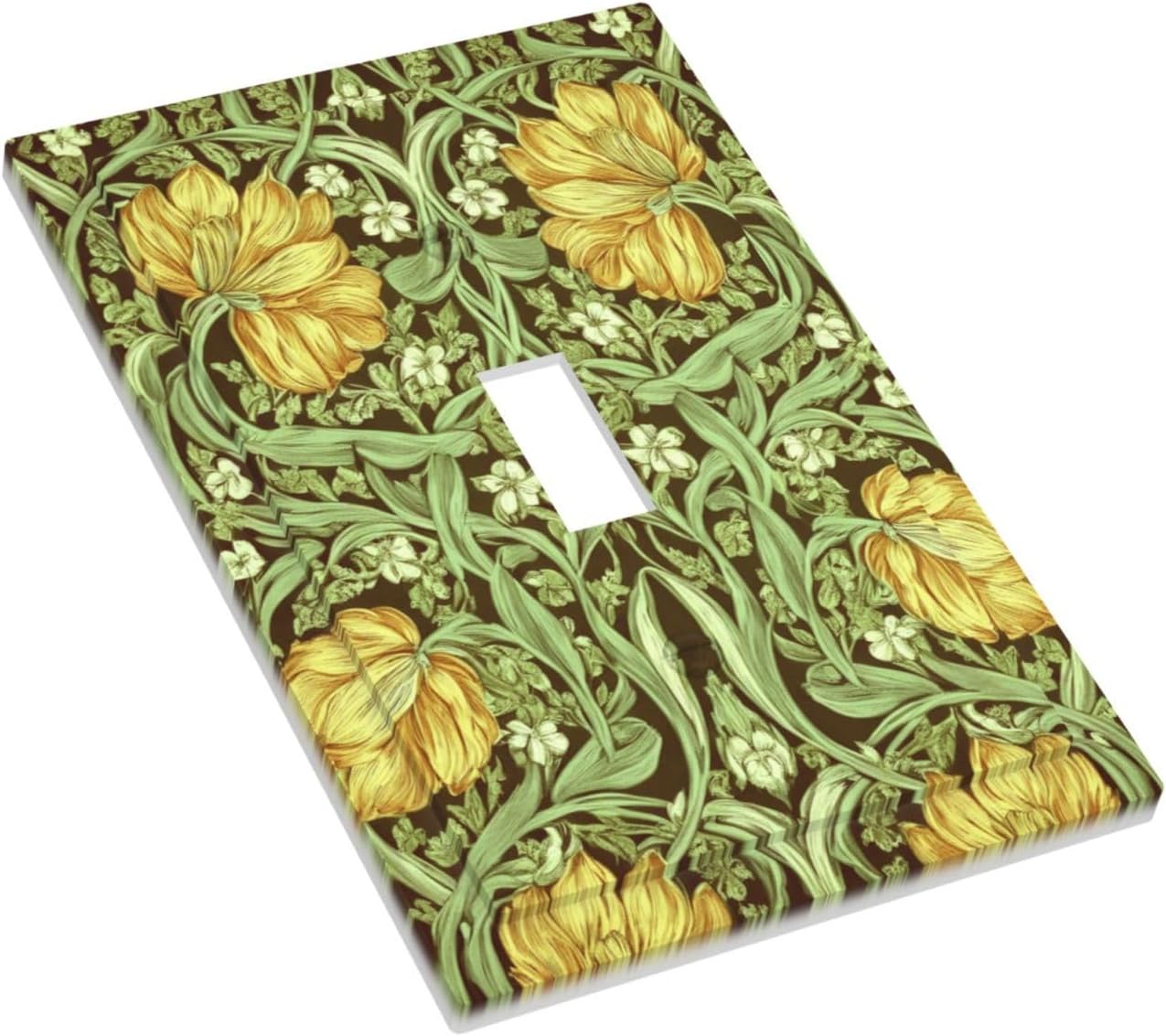 Decorative Light Switch Plate Covers Vintage Morris Green Vine Yellow Flowers 1 Gang Light Switch Cover Plate Single Toggle Wall Plate Outlet Covers Faceplate for Bedroom Decor (2 Pack) image 3