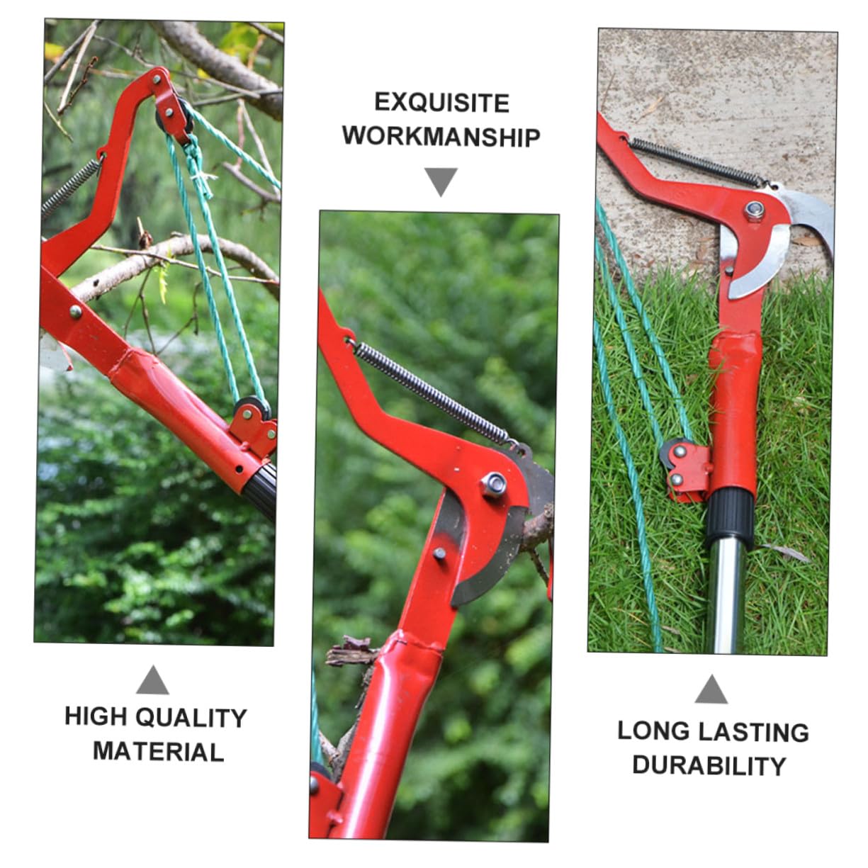 Pflanzenschneider Gartenschere ohne Stange aus Stahl, Rot für Zweige | Seil, Rebschere für Sträucher, Gartenschneidegerät mit Seil, Herbst Feier