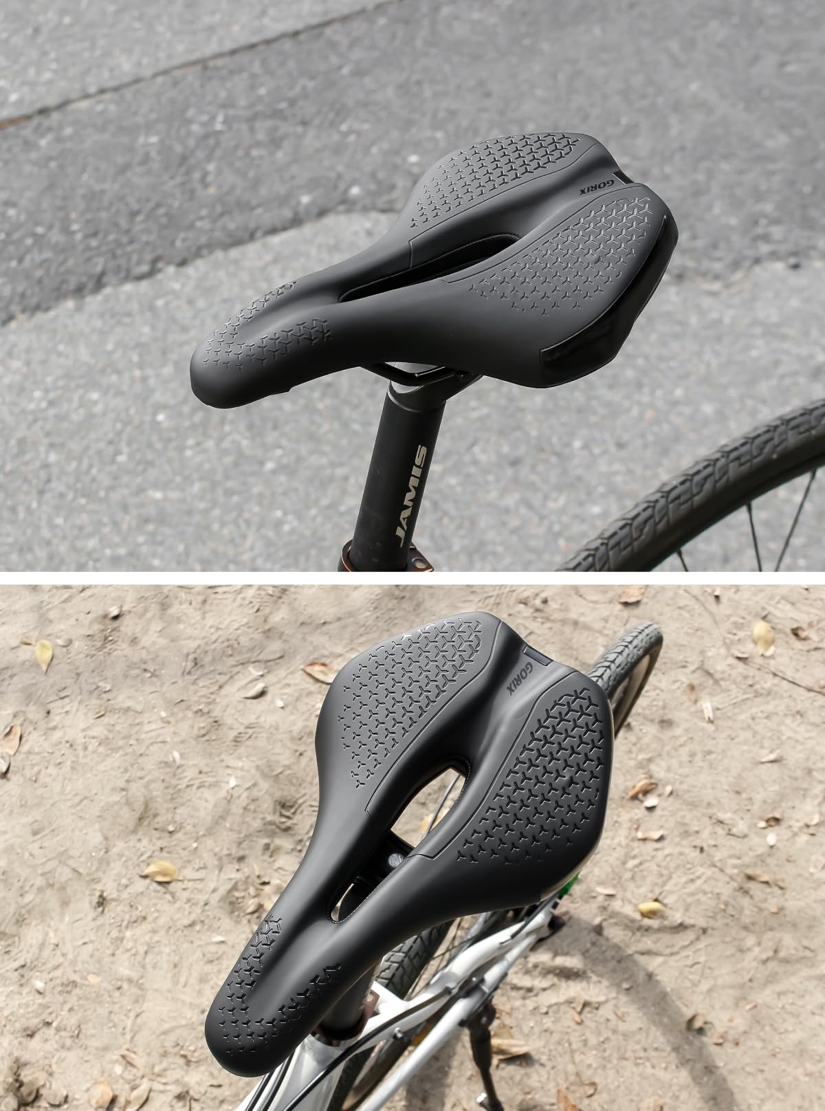 GORIX Asiento de sillín de bicicleta grueso y cómodo, nariz corta, absorción de impactos, bicicleta de carretera de montaña (ADV-ShortFly210)