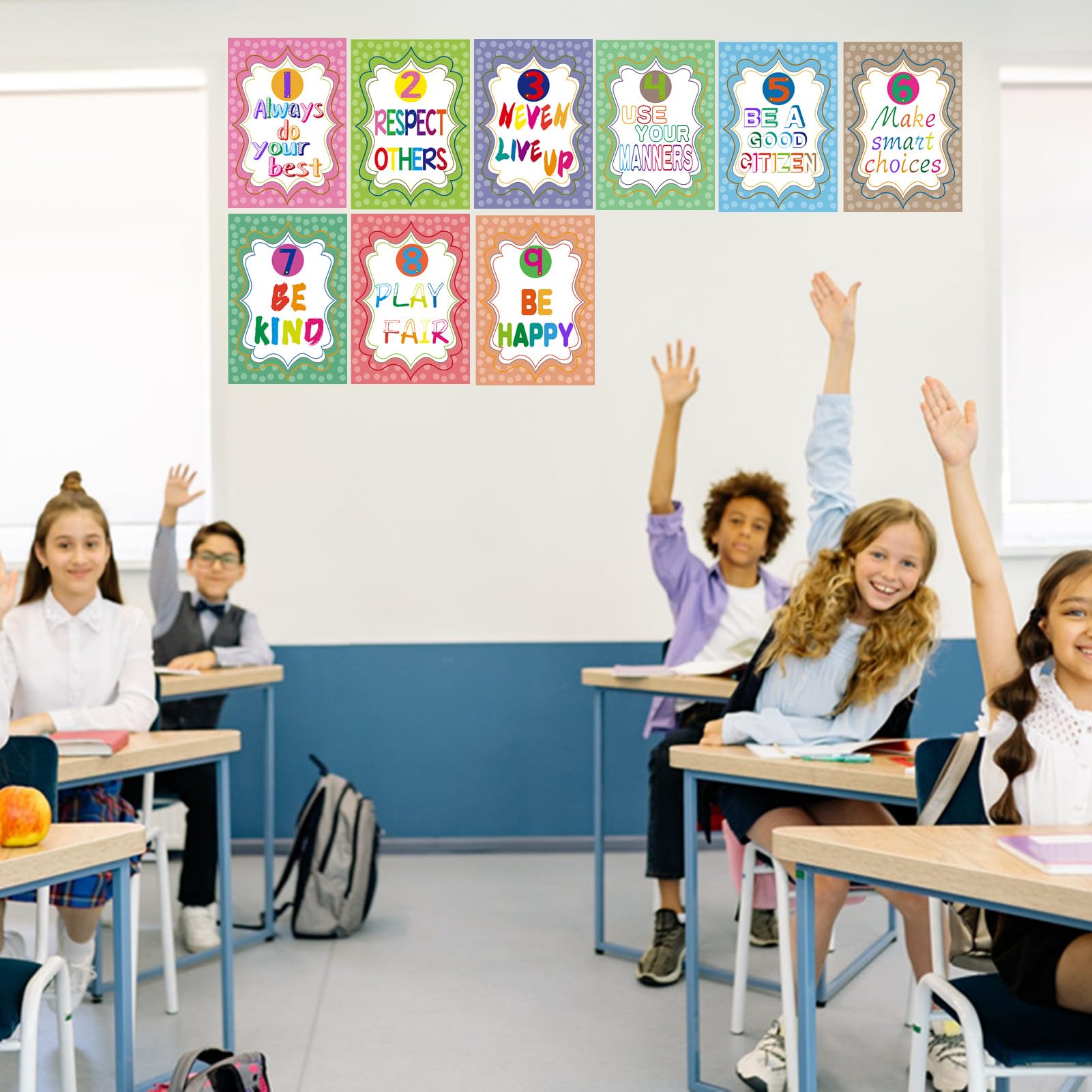 YIYEE Educational Class Rules Posters, A4 Chalkboard Growth Mindset Wall Display, 10 Pack, for Primary and High School, Back to School, Teacher Supplie - Image 4