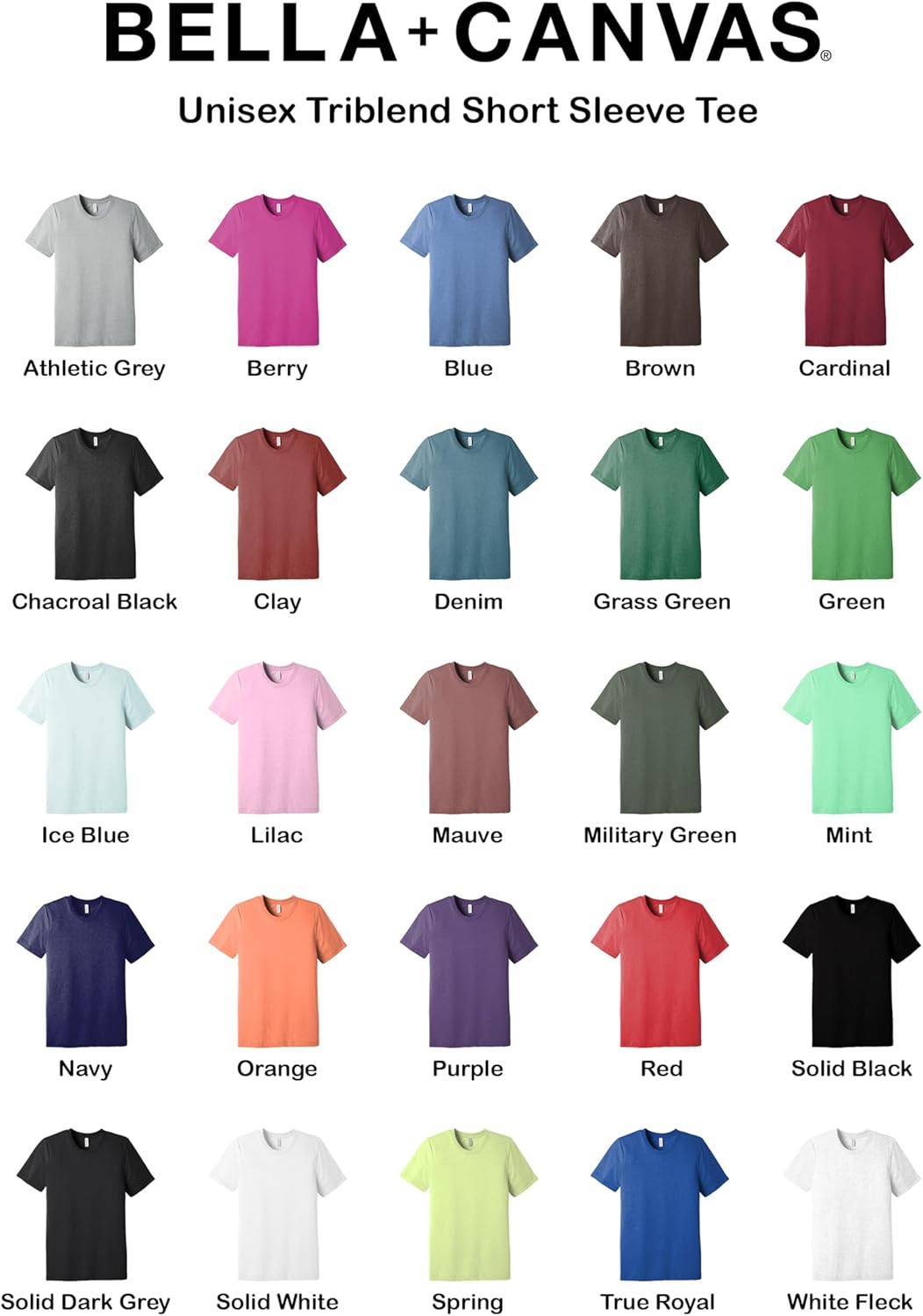 Bella Canvas Triblend T-Shirts, 3413 Bulk Shirt for Men & Women, Pack of Undershirt - Custom Color Set Remeras para Hombre