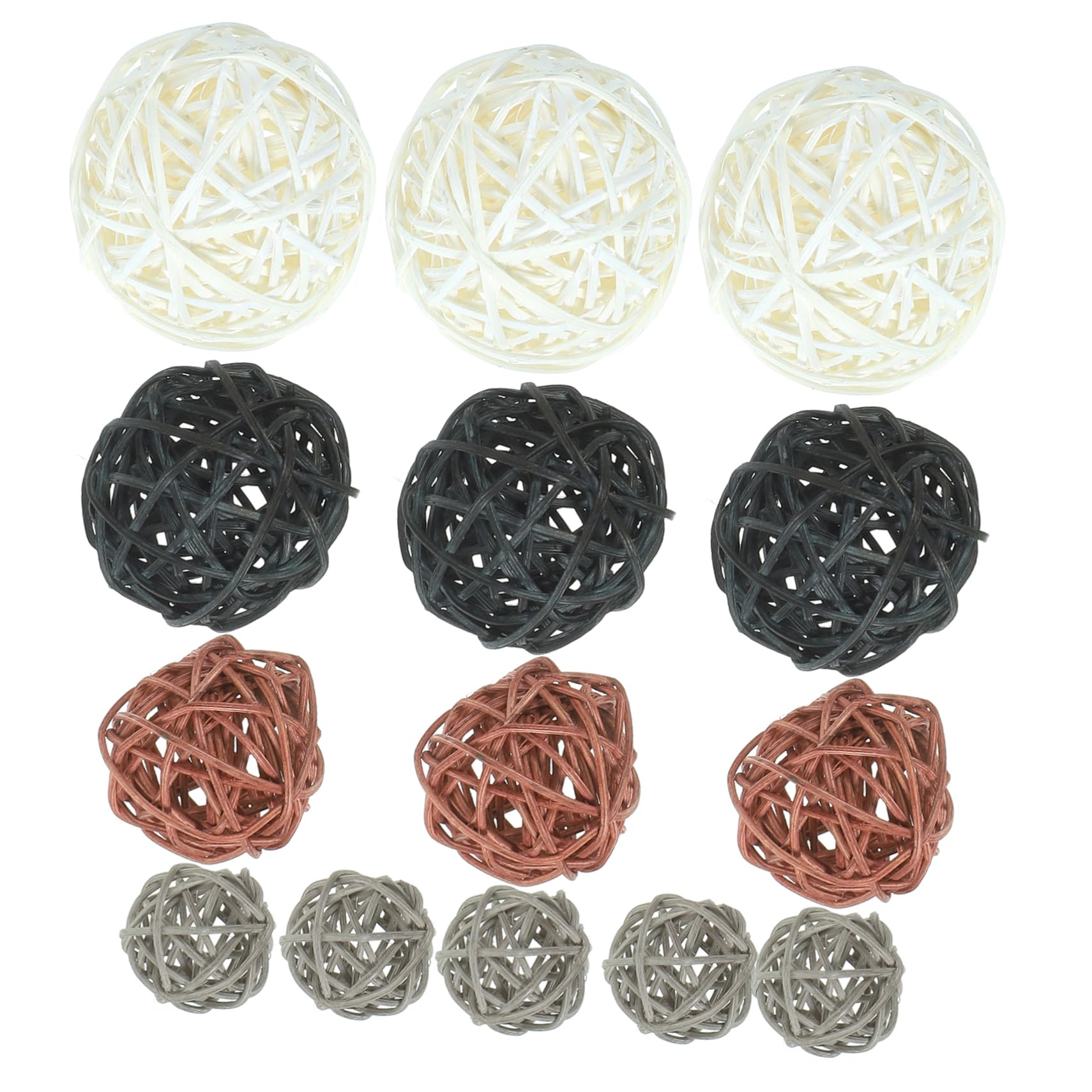 Cabilock 144 Piezas Decoración de Bolas de Mimbre Takraw batería de Luces de Hadas Bolas de Musgo árbol Juguetes para Mascotas Colgante de Bolas de ratán Manualidades Creativas Rota
