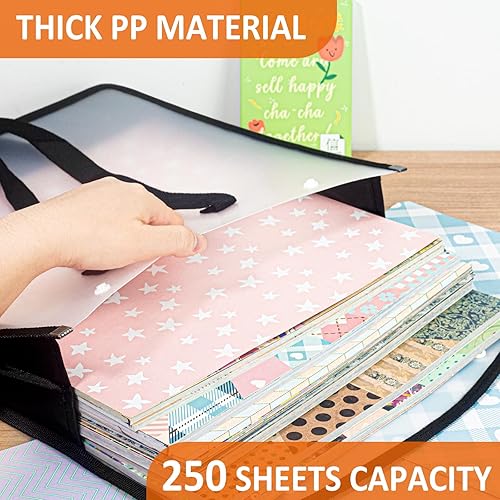 Miniatura 3 de Organizador de almacenamiento de papel expandible para álbumes de recortes, folio de papel negro para hojas de 12 x 12 pulgadas, organizador de