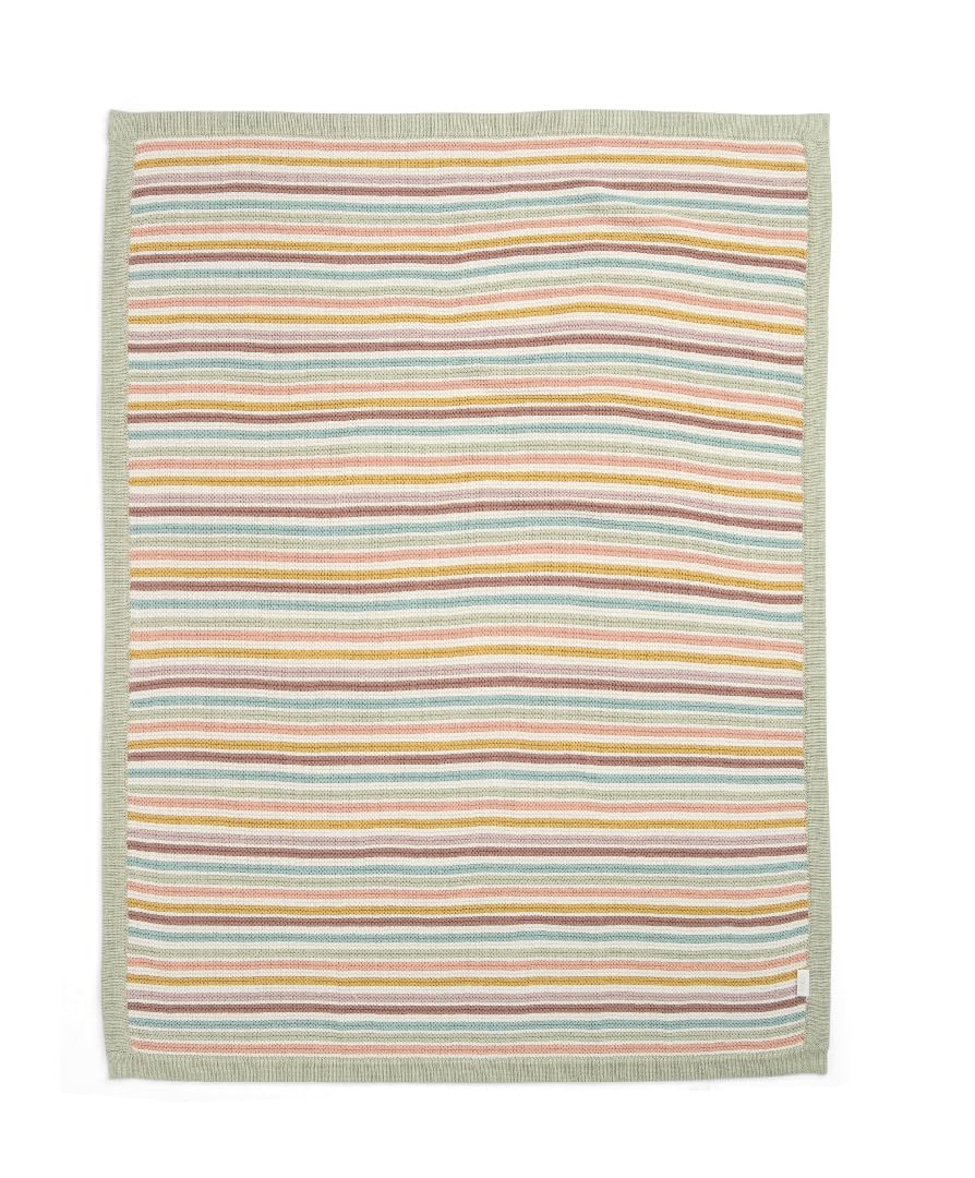 Mamas & Papas Nursery Small Knitted Blanket, Multi Coloured Stripe, 70 X 90 Cm