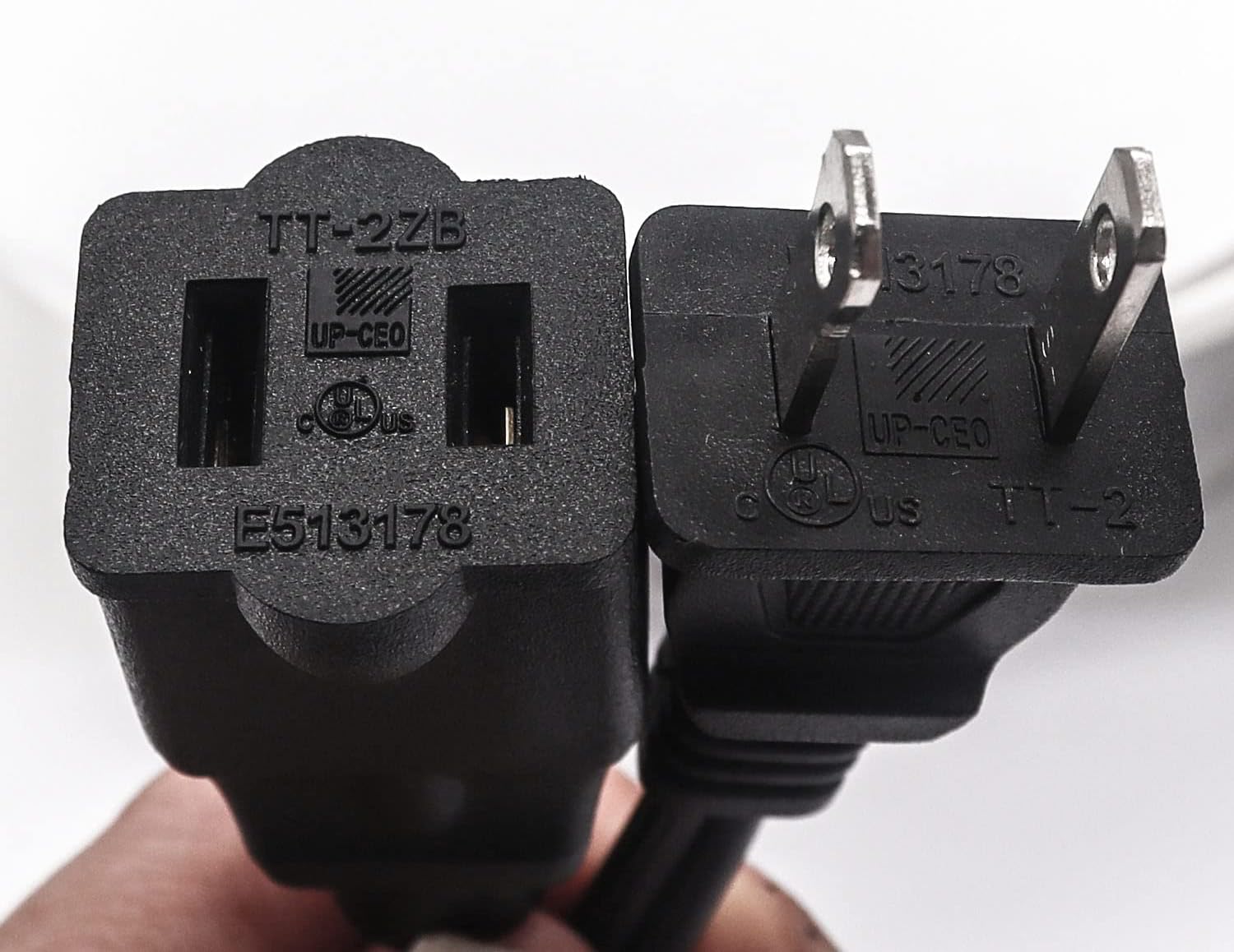mankk 2 Prong Extension Cord 3FT US Male-Female Power Cable 16AWG AC Outlet Polarized Extension Cord for NEMA 1-15P to NEMA 1-15R