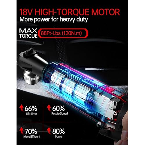 1/2 Inch Cordless Ratchet Wrench, for Milwaukee M18 Battery, 88Ft-Lbs, 0-400RPM, Electric Ratchet Wrench Set with Variable Speed Trigger, Reinforced Head, R&F Switch, 7 Sockets, 3/8" to 1/4" Adapter