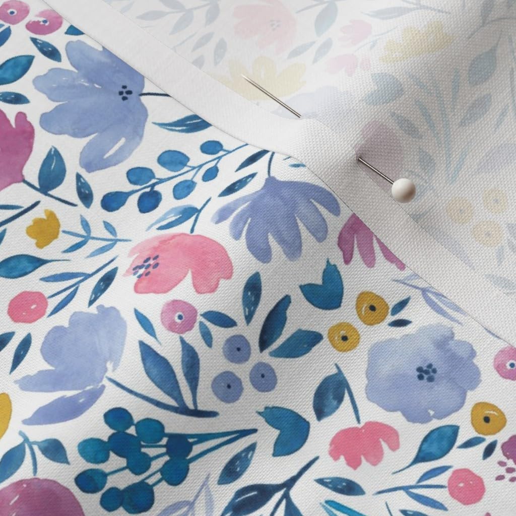 Spoonflower Fabric - Easter Floral Micro Scale Spring Lavender Blooms Watercolor Printed on Petal Signature Cotton Fabric Fat Quarter - Sewing Quilting Apparel Crafts Decor