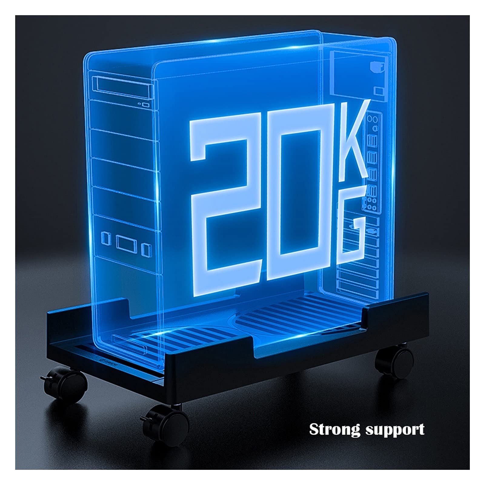 Support de Boitier PC ordinateur Mobile PC Support d'accueil avec roue CPU Panier de support, support de plancher de bureau, style hôte de refroidissement, protéger l'hôte et le support facilement Sup