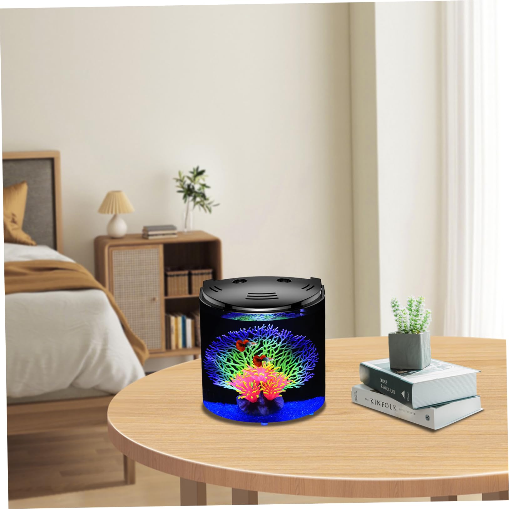 Aquarium en Acrylique Transparent avec Filtre à paroi arrière, Petit Aquarium de 5L avec lumière LED 7, 9x5, 5x8, 3 Pouces