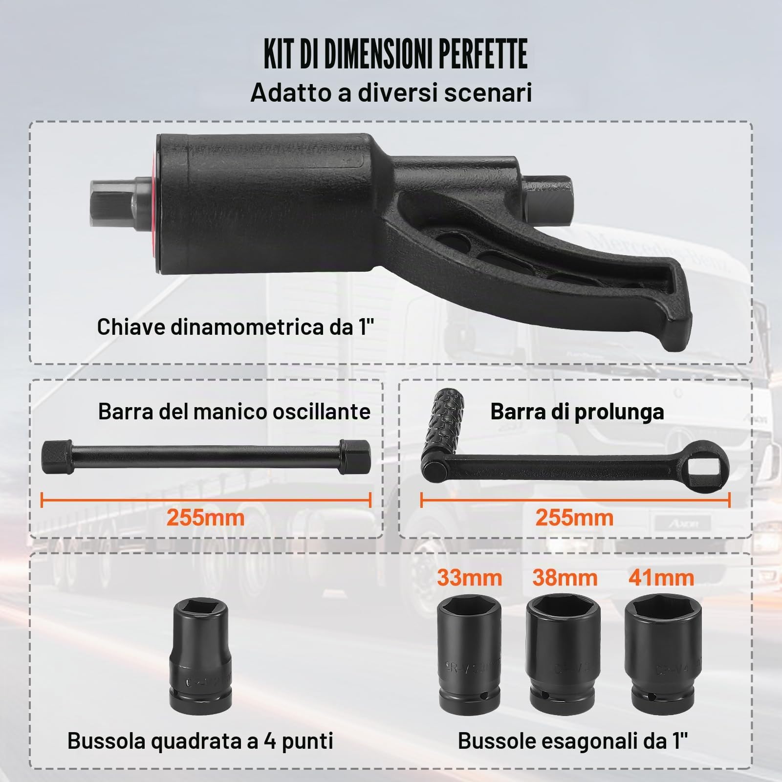 VEVOR Set di Chiave Dinamometrica 25,4 mm Rapporto 1:58 Moltiplicatore di Forza con 4 Bussole, Set Moltiplicatore Svita Bulloni 4800 Nm per la Rimozione dei Dadi per Riparazione Auto Officina Garage