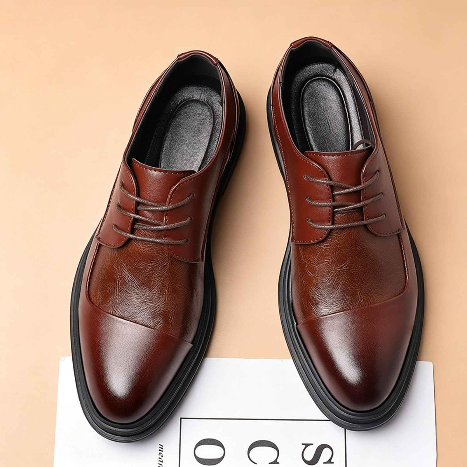 Scarpe Derby Uomo Eleganti Stringate Similpelle Scarpe da Abito Classiche per Ufficio Business Matrimonio