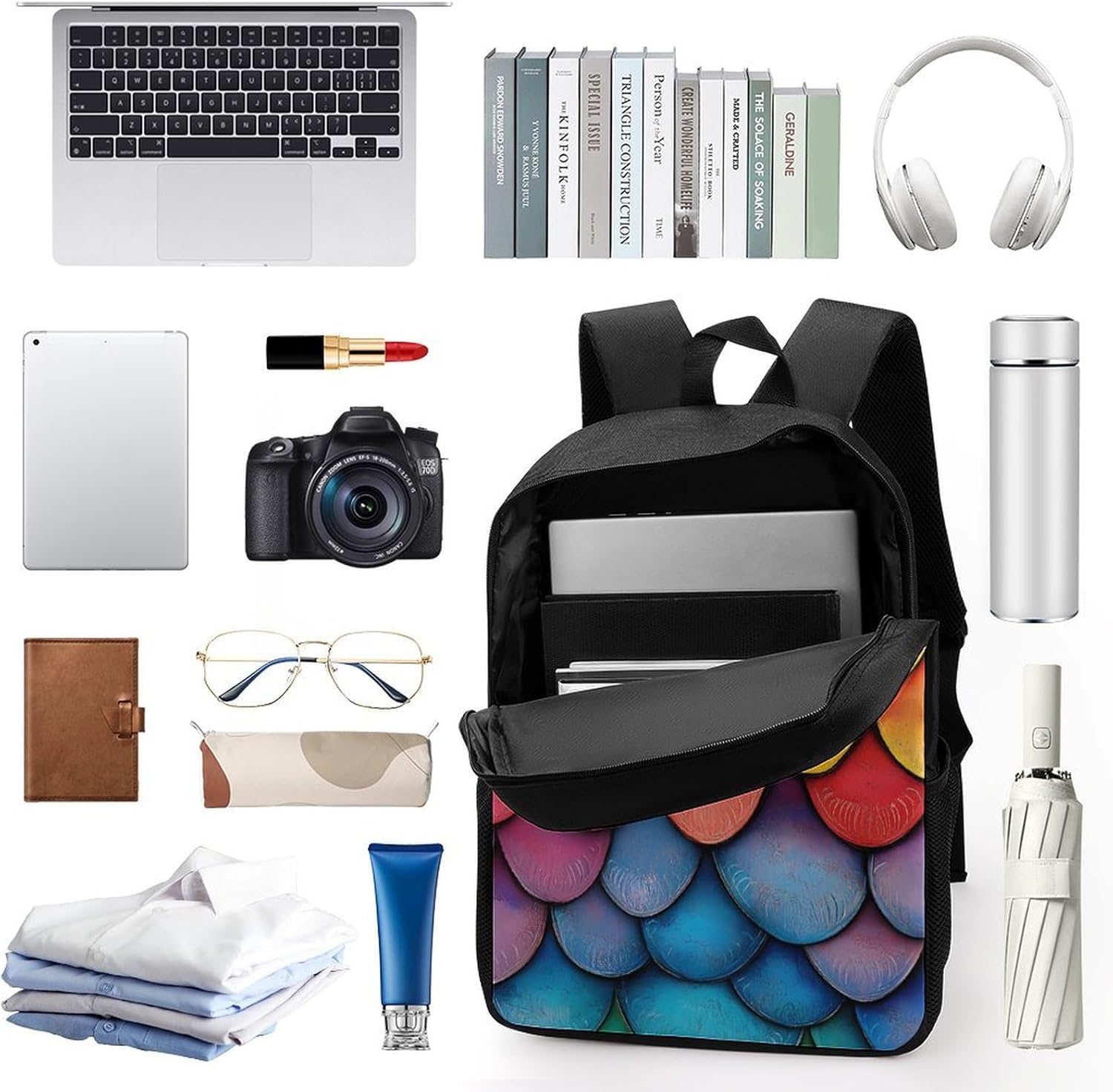 Dragon Scale Laptop Backpack for Men Women 17 Inch Shoulder Bag Travel Daypack