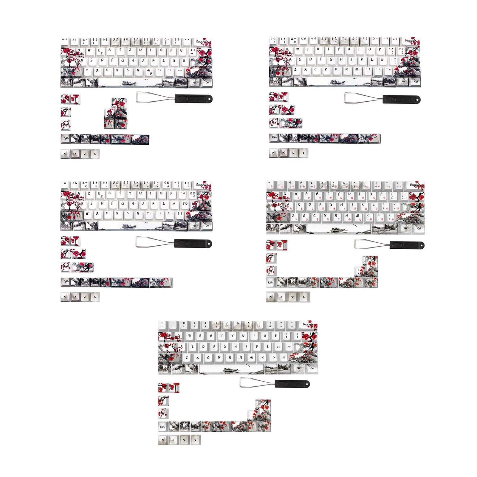 CherryProfile Keycaps Allemand Français Espagne Japonais Anglais DyeSub Keycaps PlumBlossom 80 Touches CherryProfile Keycaps Plum Blossom Keycaps Qwertz Azerty Clavier Touches 80 Touches Keycap PBT