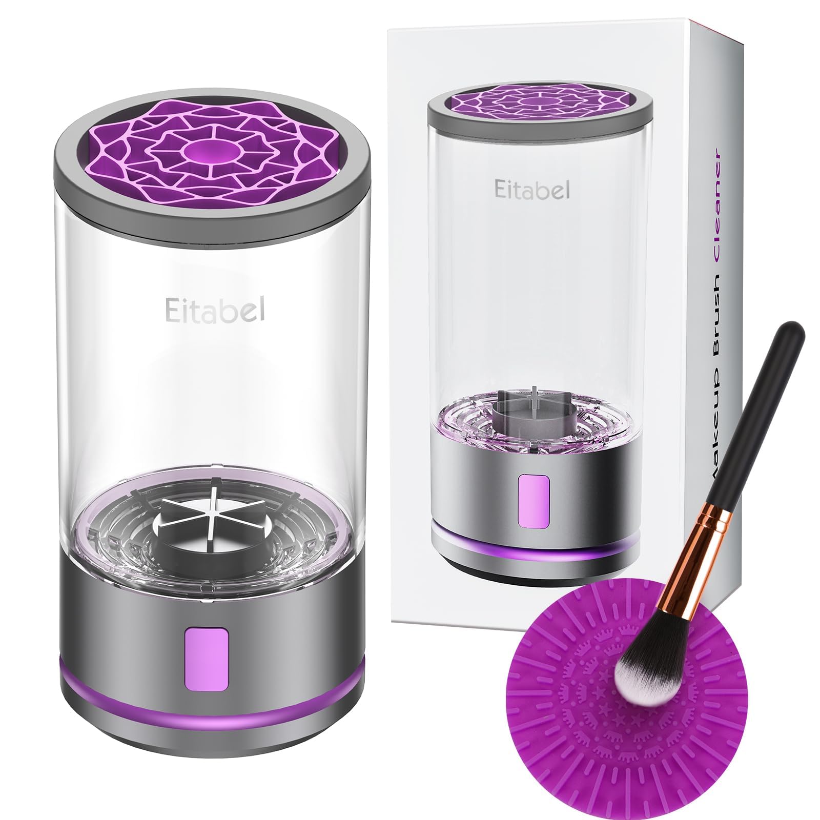 Macchina elettrica per la pulizia dei pennelli da trucco 2 in 1 e lavatrice per pennelli da trucco combinati, pulitore automatico per pennelli da trucco e spugne