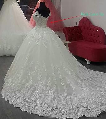 Princess Women's Off Shoulder Lace Wedding Dresses for Bride 2020 Wedding Gowns Court Train Bridal Gowns White 10