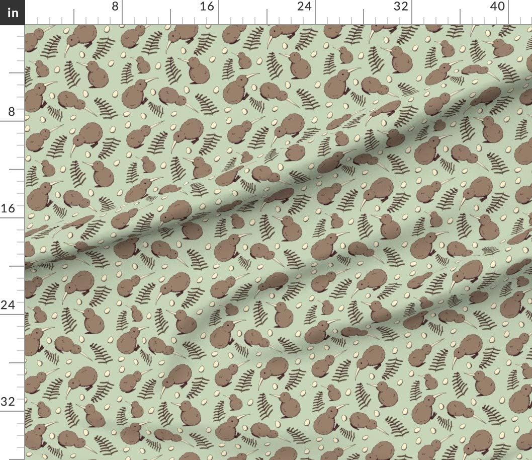 Spoonflower Fabric - Kiwi Bird Fern Egg Animal Nature Printed on Petal Signature Cotton Fabric Fat Quarter - Sewing Quilting Apparel Crafts Decor