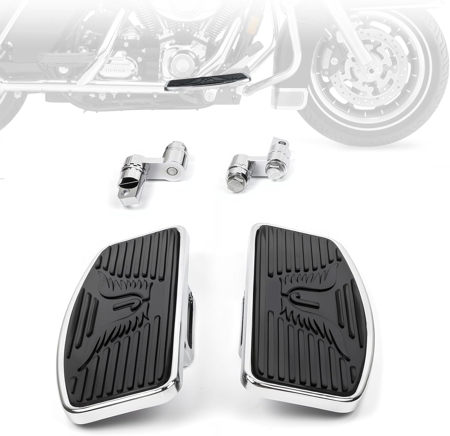 Motorcycle Floorboards, Adjustable Rider Footboard/Driver Footrest Foot Peg with Mount Bracket Kits for Harley Sportster1200 883 Wide Glide Low Rider