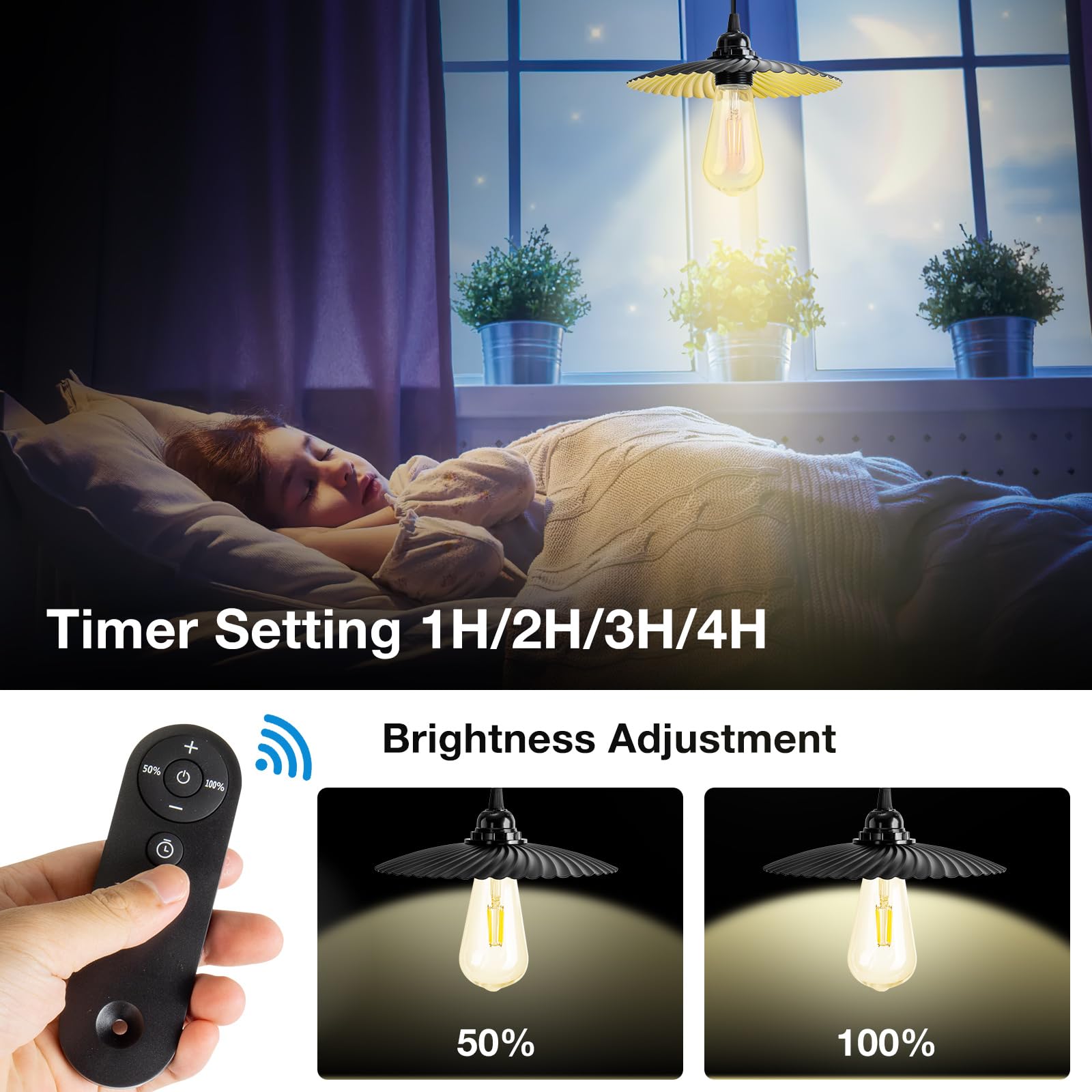 Lampe Solaire Exterieur, Intérieur Eclairage Exterieur Solaire avec Télécommande 10M, Recharge USB 5200mAh Capacité de la Batterie, IP65 étanche, pour Jardin Pergola Chemins Garage (1 Lumière)