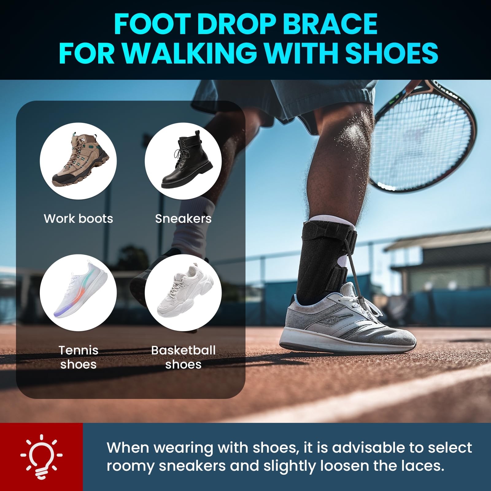 Welnove AFO Foot Drop Brace – Adjustable Drop Foot Braces for Men & Women, Soft and Comfortable Ankle Support for Walking, Fits Left or Right Foot, Improves Gait & Stability