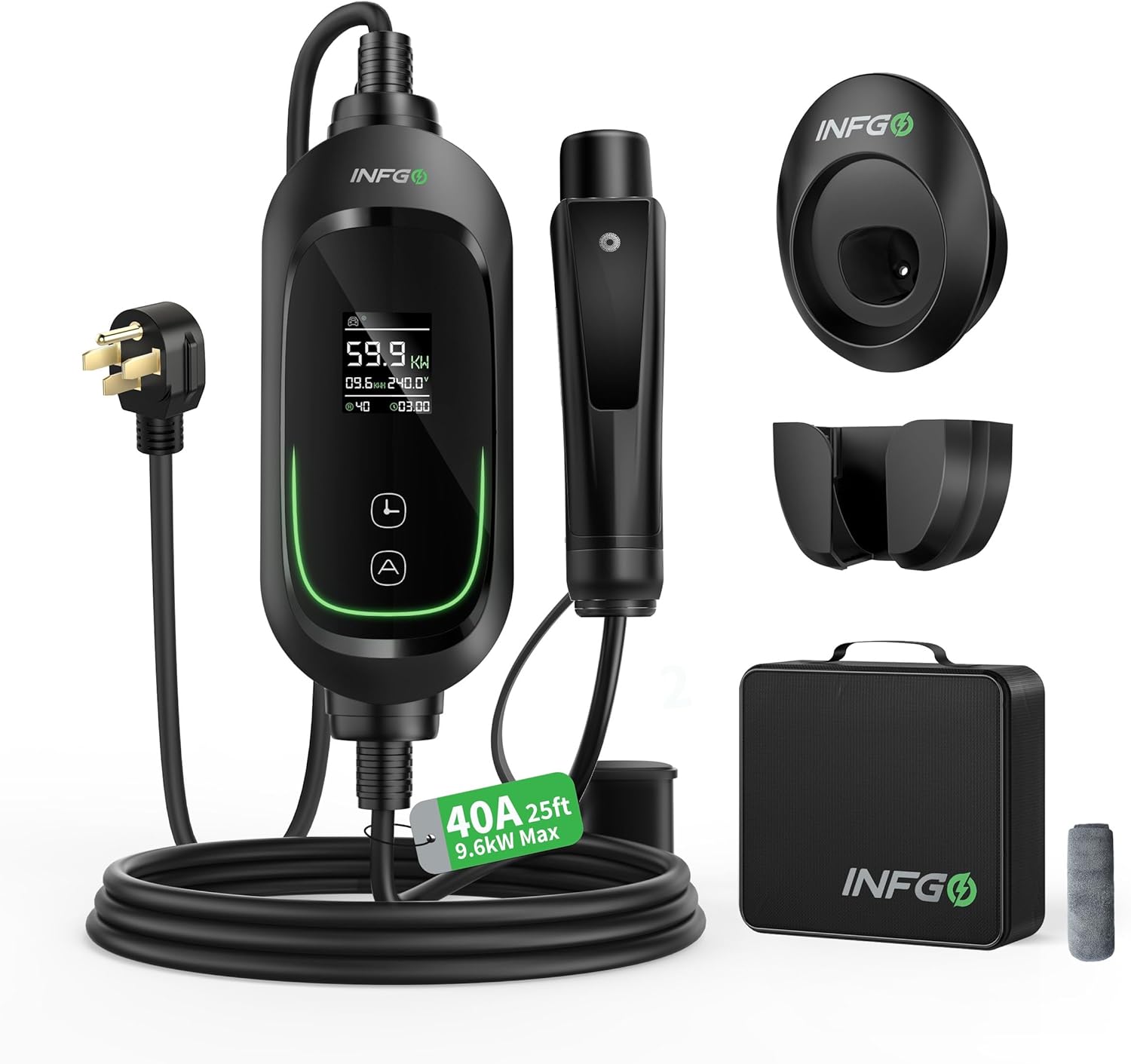 Fast Tesla Charger Level 2 25FT- 40A EV Charging Station for Tesla, Wireless Control with 240V NEMA 14-50 Plug ETL Listed, NACS Connector,Home Wall Charger for Tesla Model Y/3/S/X 25FT Nacs Black 40Amp 25FT