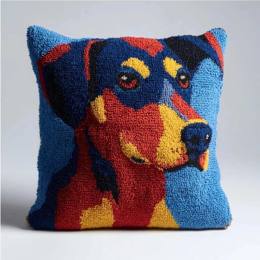 Taxpy E Latch Hook Cushion Kits Boxing Dog 17X17 Inch